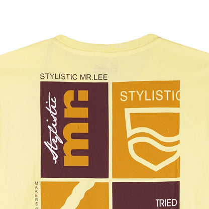 Stylistic Mr. Lee Men's Basic Tees with Back Print Semi body Fit 142699-U (Light Yellow)