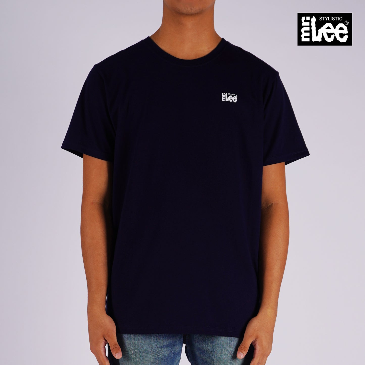 Stylistic Mr. Lee Men's Basic Tees with Back Print Semi body Fit 142699-U (Navy)