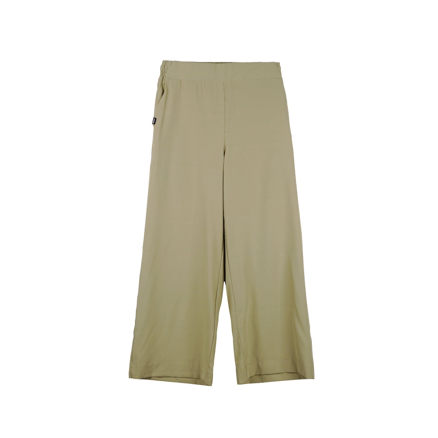 RRJ Ladies Basic Non-Denim Trouser Pants Wideleg Fitting Rinse Mid-rise Wash Fabric 158005 (Khaki)