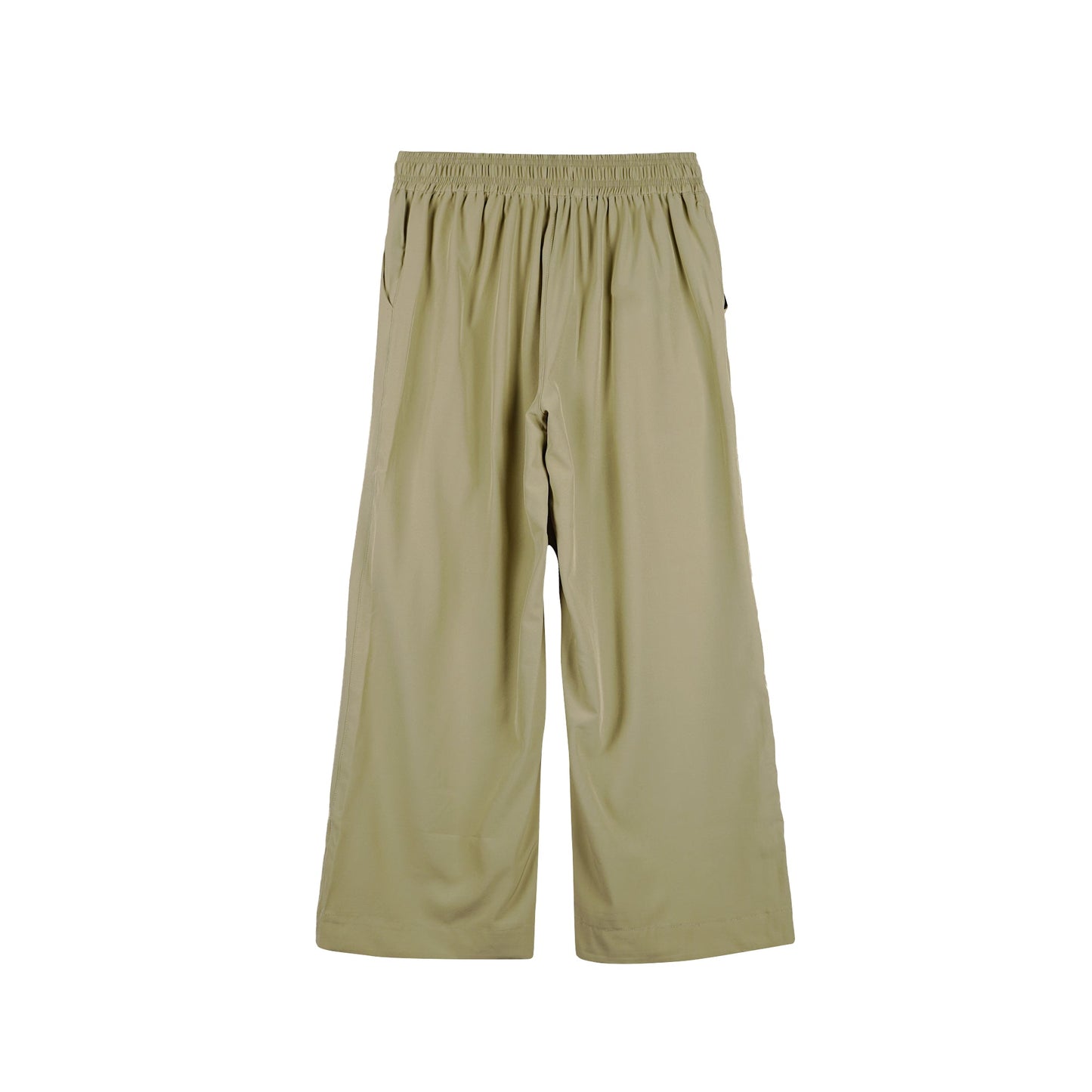 RRJ Ladies Basic Non-Denim Trouser Pants Wideleg Fitting Rinse Mid-rise Wash Fabric 158005 (Khaki)