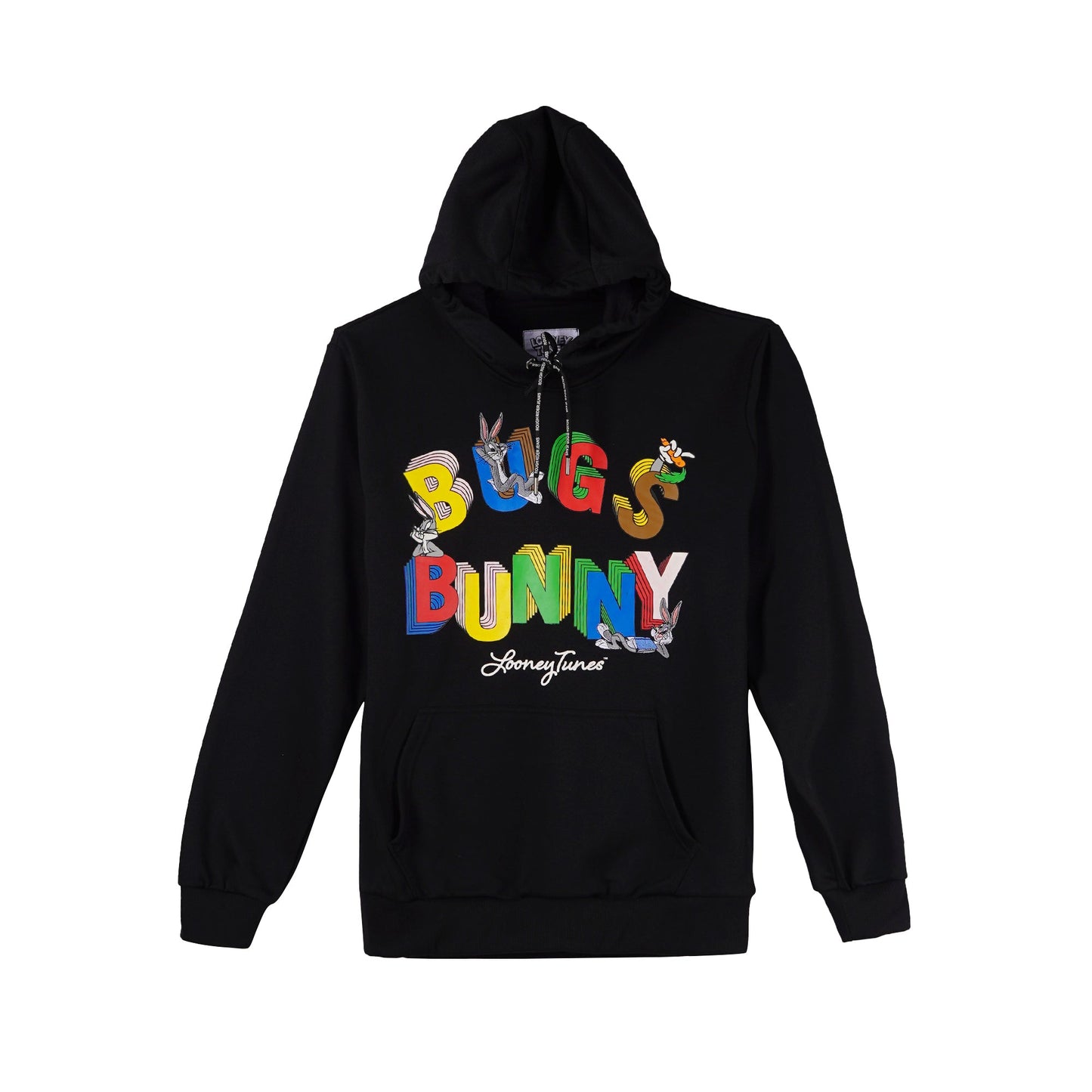 RRJ x Looney Tunes Bugs Bunny Men's Basic Graphic Hoodie Pull-Over Jacket Regular Fitting 132373 (Black)