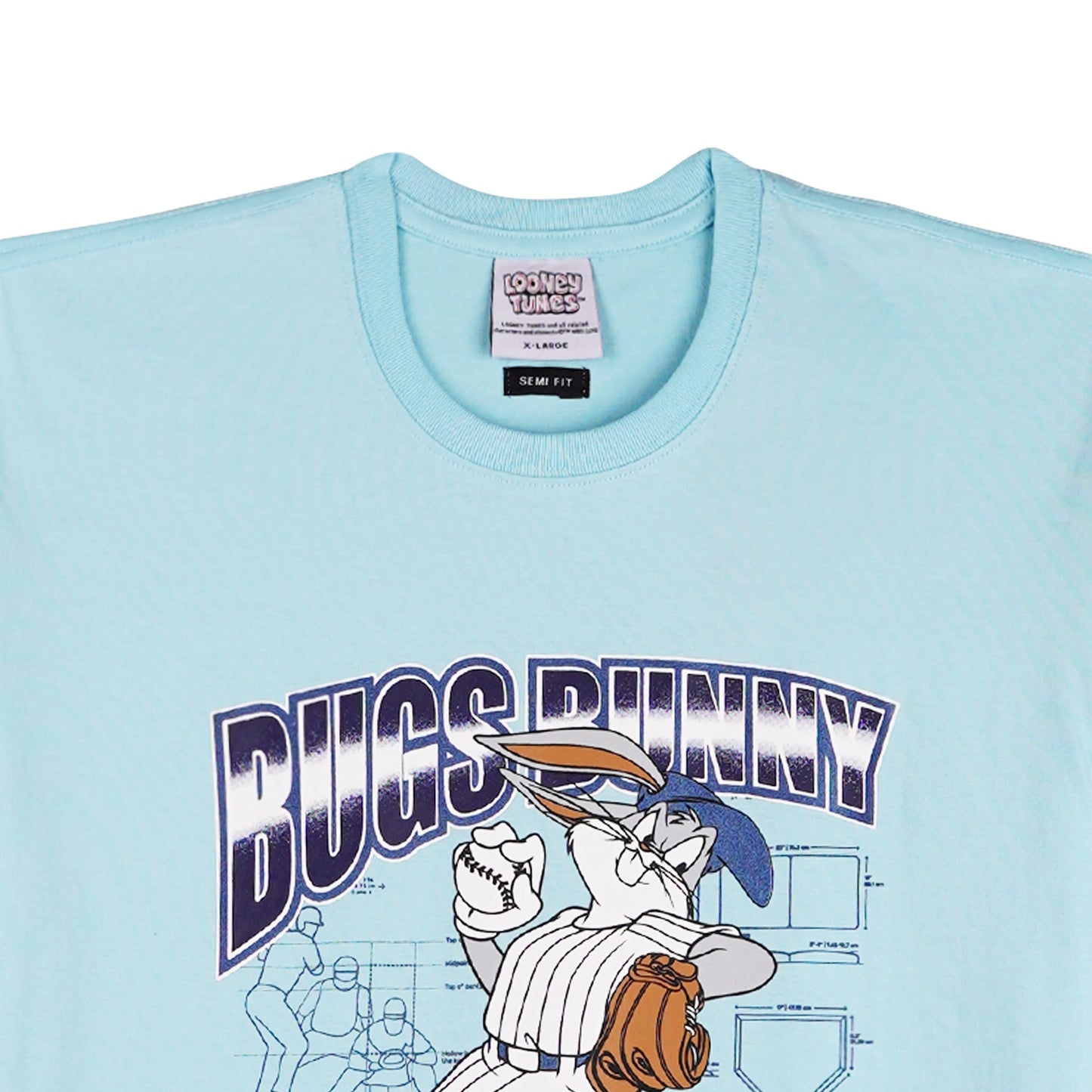 RRJ x Looney Tunes Bugs Bunny Men's Basic Graphic Tees Semibody Fitting 161083-U (Aqua)