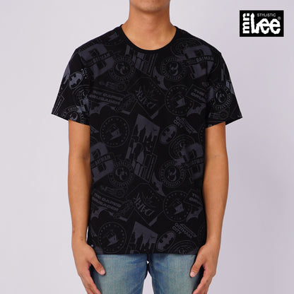 Stylistic Mr. Lee X Justice League All over Print Men's Basic Tees Semi body Fit 150103-U (Black)