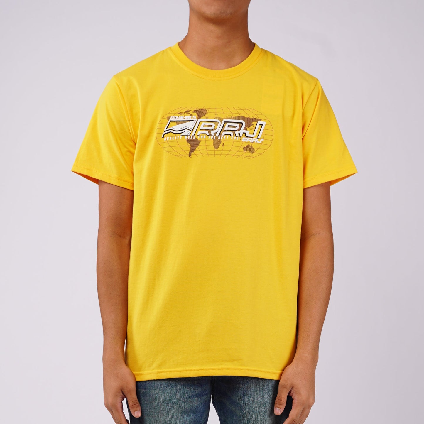 RRJ Men's Basic Graphic Tees Semibody Fitting 159317-U (Yellow Gold)