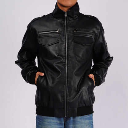 Petrol Basic Men's Leather Jacket Regular Fitting 158680 (Black)