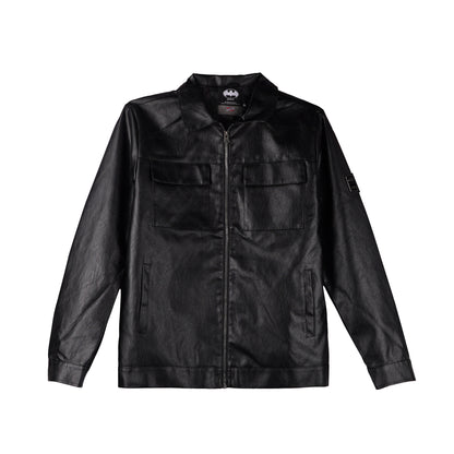 Petrol Basic Leather Jacket Regular Fitting 158674 (Black)