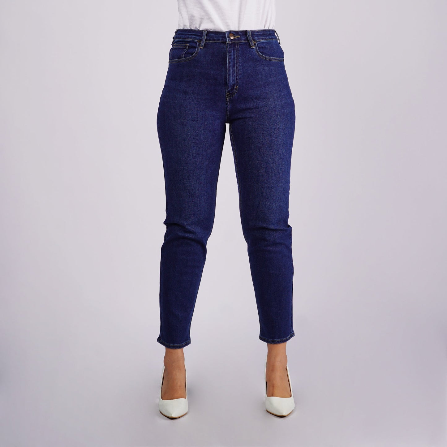 Petrol Ladies Basic Denim Mom Jeans Mid Waist Extreme with Details 164286 (Medium Shade)