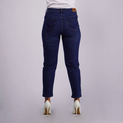 Petrol Ladies Basic Denim Mom Jeans Mid Waist Extreme with Details 165253 (Medium Shade)