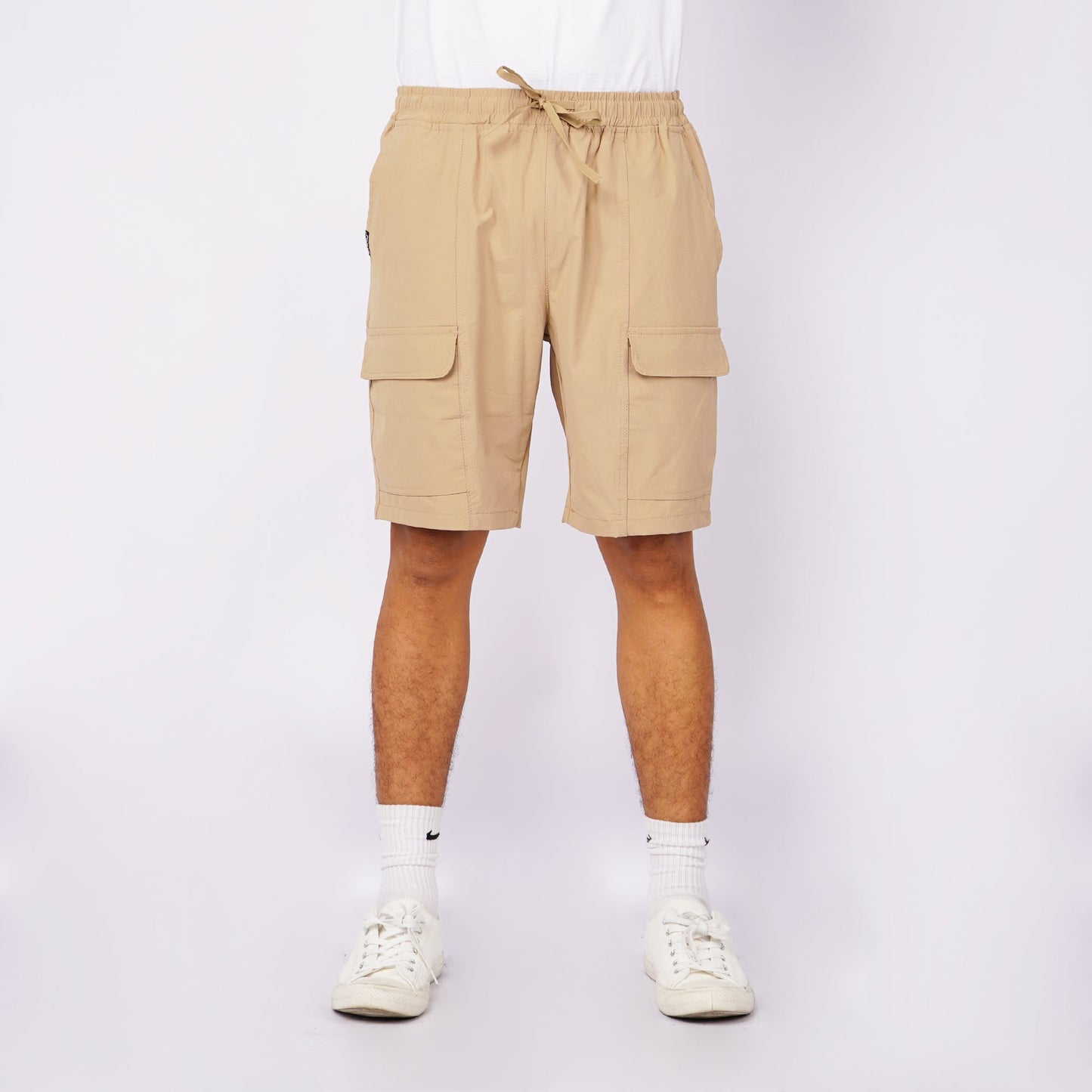 RRJ Men's Basic Non-Denim Cargo Short Regular Fitting Mid-rise 155193 (Beige)