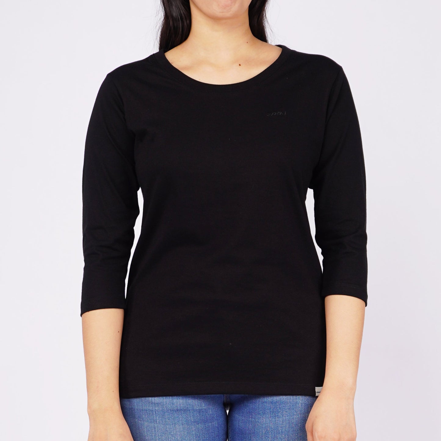 RRJ Ladies Basic Tees Regular Fitting  CVC Jersey Fabric 145900 (Black)