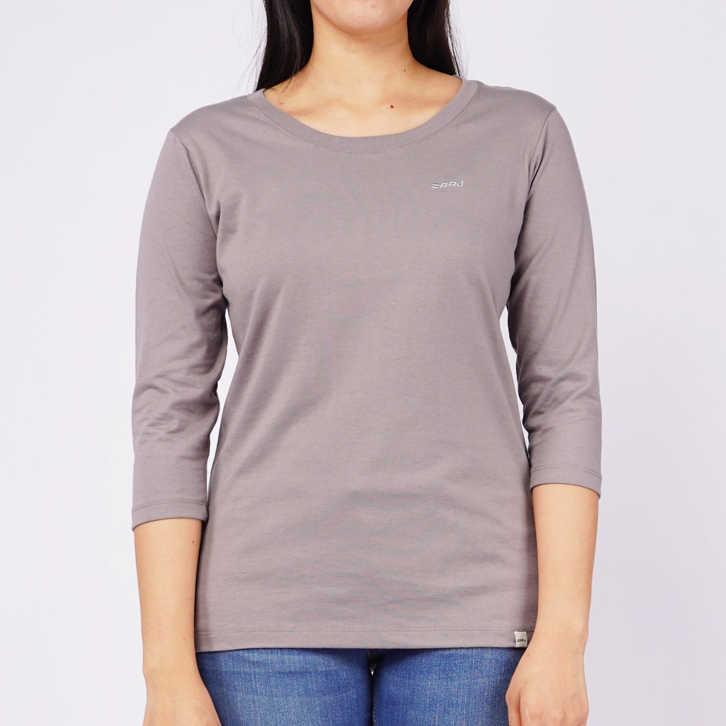 RRJ Ladies Basic Tees Regular Fitting  CVC Jersey Fabric 145900 (Gray)