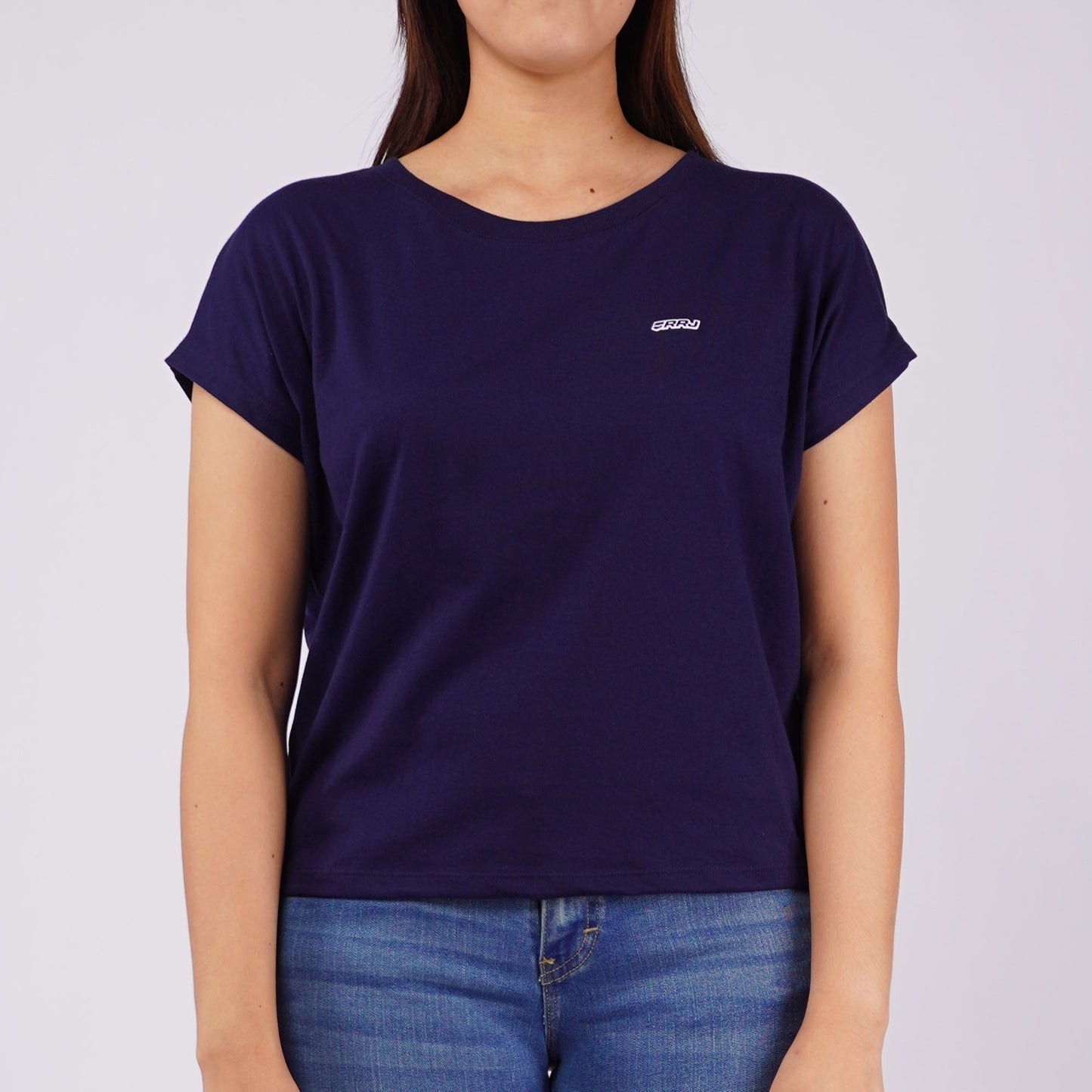 RRJ Ladies Basic Tees Boxy Fitting CVC Jersey Fabric 145721 (Navy)