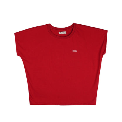 RRJ Ladies Basic Tees Boxy Fitting CVC Jersey Fabric 145721 (Red)