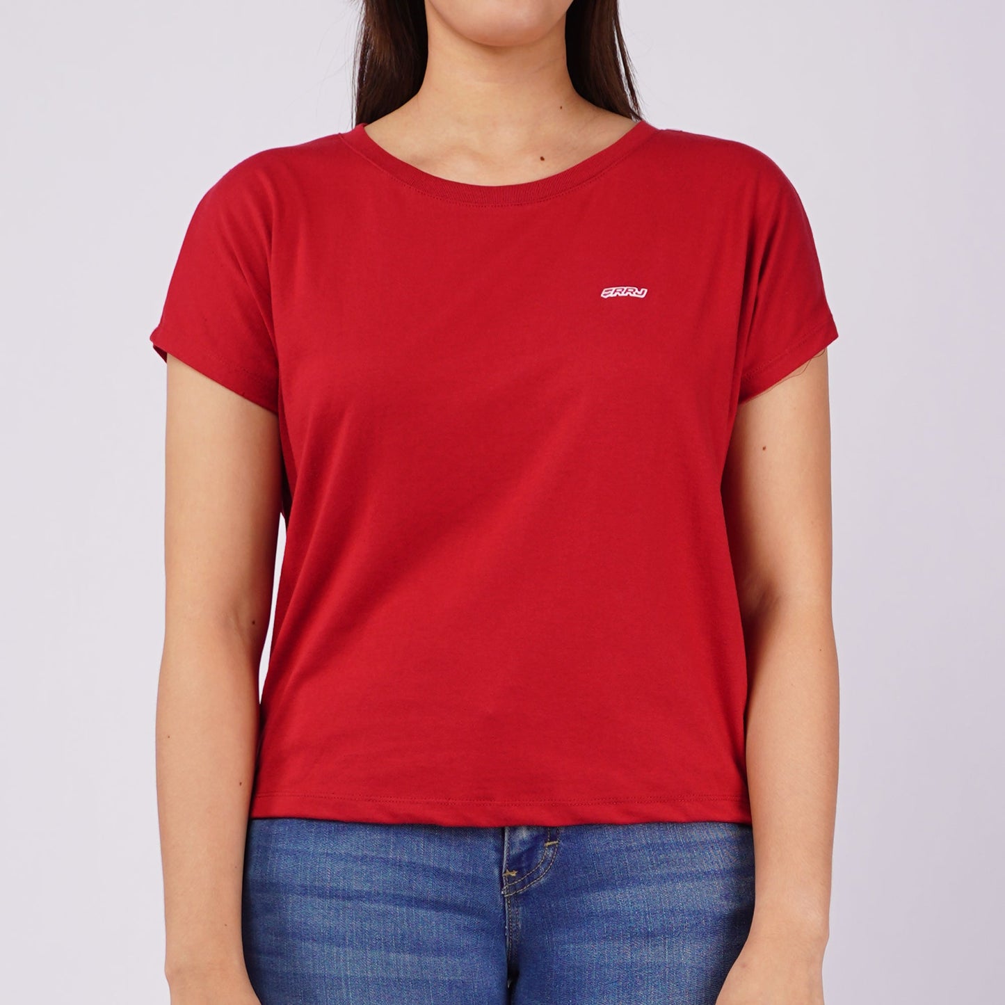 RRJ Ladies Basic Tees Boxy Fitting CVC Jersey Fabric 145721 (Red)