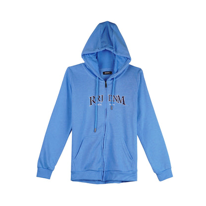 RRJ Ladies Basic Hoodie Jacket Regular Fitting Terry Fabric 123475 (Blue)