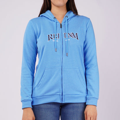 RRJ Ladies Basic Hoodie Jacket Regular Fitting Terry Fabric 123475 (Blue)