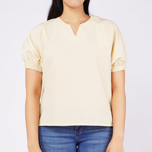 RRJ Ladies Basic Woven Shirt Regular Fitting Special Fabric 143445 (Beige)