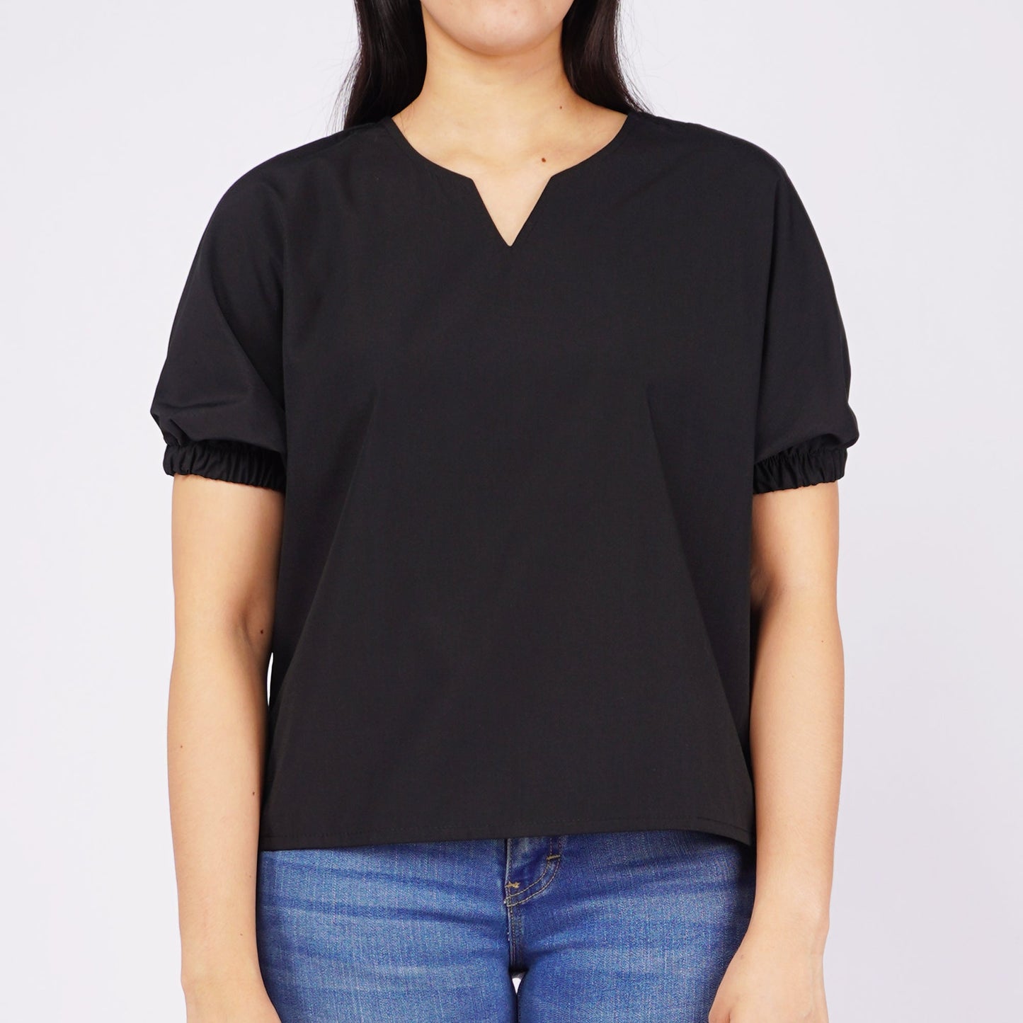 RRJ Ladies Basic Woven Shirt Regular Fitting Special Fabric 143445 (Black)