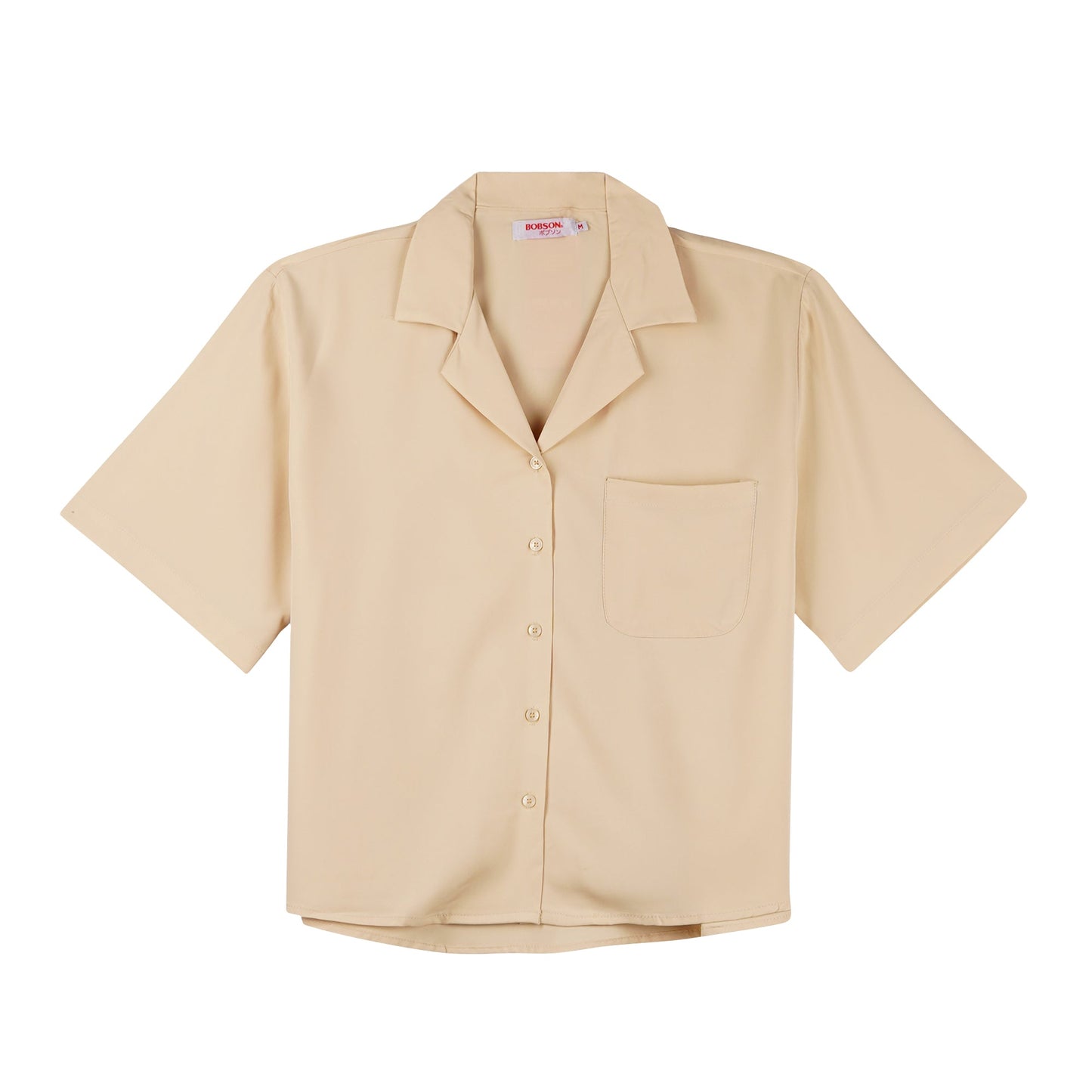 Bobson Japanese Ladies Basic Woven Shirt Boxy Fit 144255 (Bleach Sand)