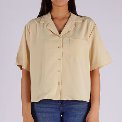 Bobson Japanese Ladies Basic Woven Shirt Boxy Fit 144255 (Bleach Sand)