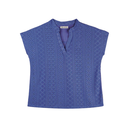 RRJ Ladies Basic Woven Shirt Regular Fitting Special Fabric 144524 (Blue)