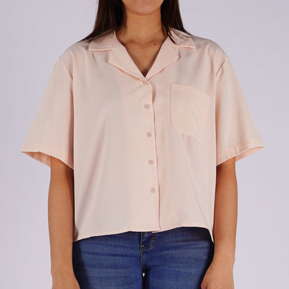 Bobson Japanese Ladies Basic Woven Shirt Boxy Fit 144255 (Coral)