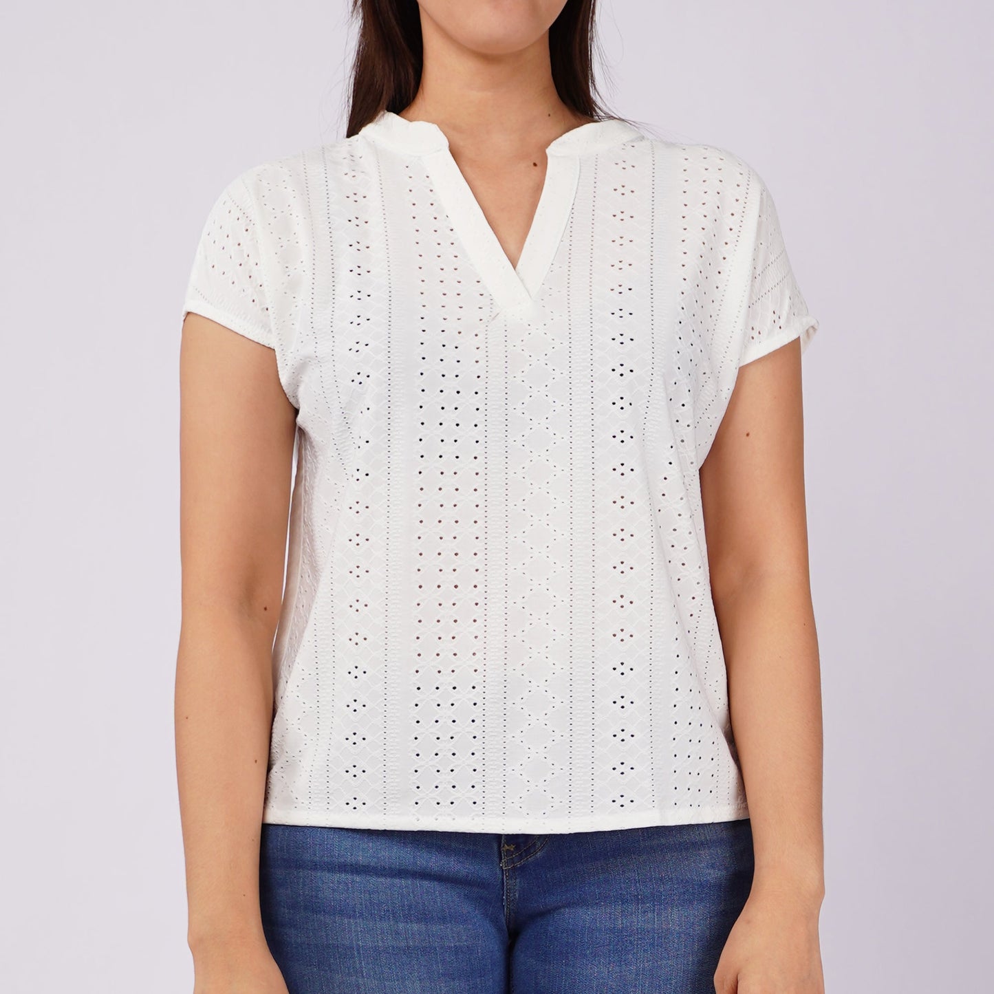 RRJ Ladies Basic Woven Shirt Regular Fitting Special Fabric 144524 (White)