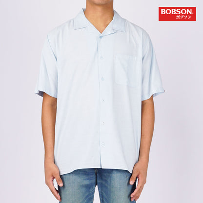 Bobson Japanese Men's Basic Woven Shirt Button Down Comfort Fit 159605 (Light Blue)