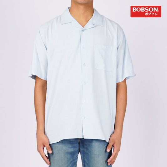 Bobson Japanese Men's Basic Woven Shirt Button Down Comfort Fit 159605 (Light Blue)