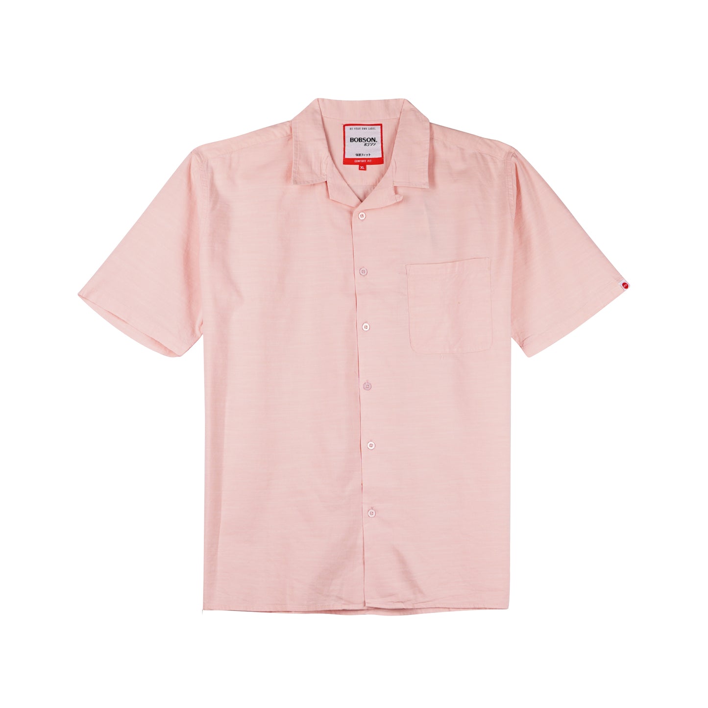 Bobson Japanese Men's Basic Woven Shirt Button Down Comfort Fit 159605 (Pink)