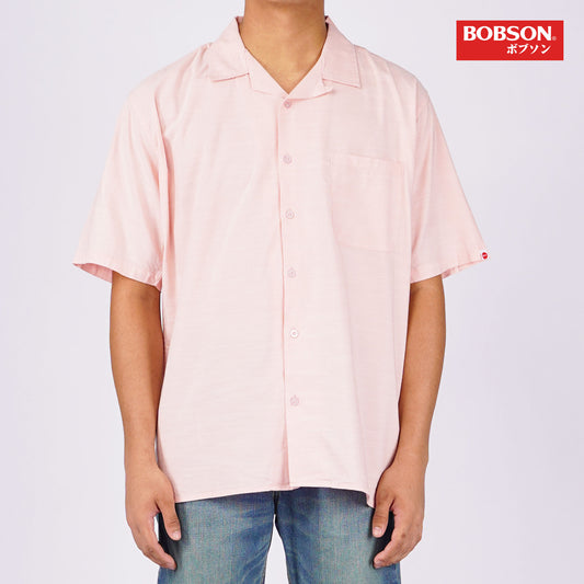 Bobson Japanese Men's Basic Woven Shirt Button Down Comfort Fit 159605 (Pink)