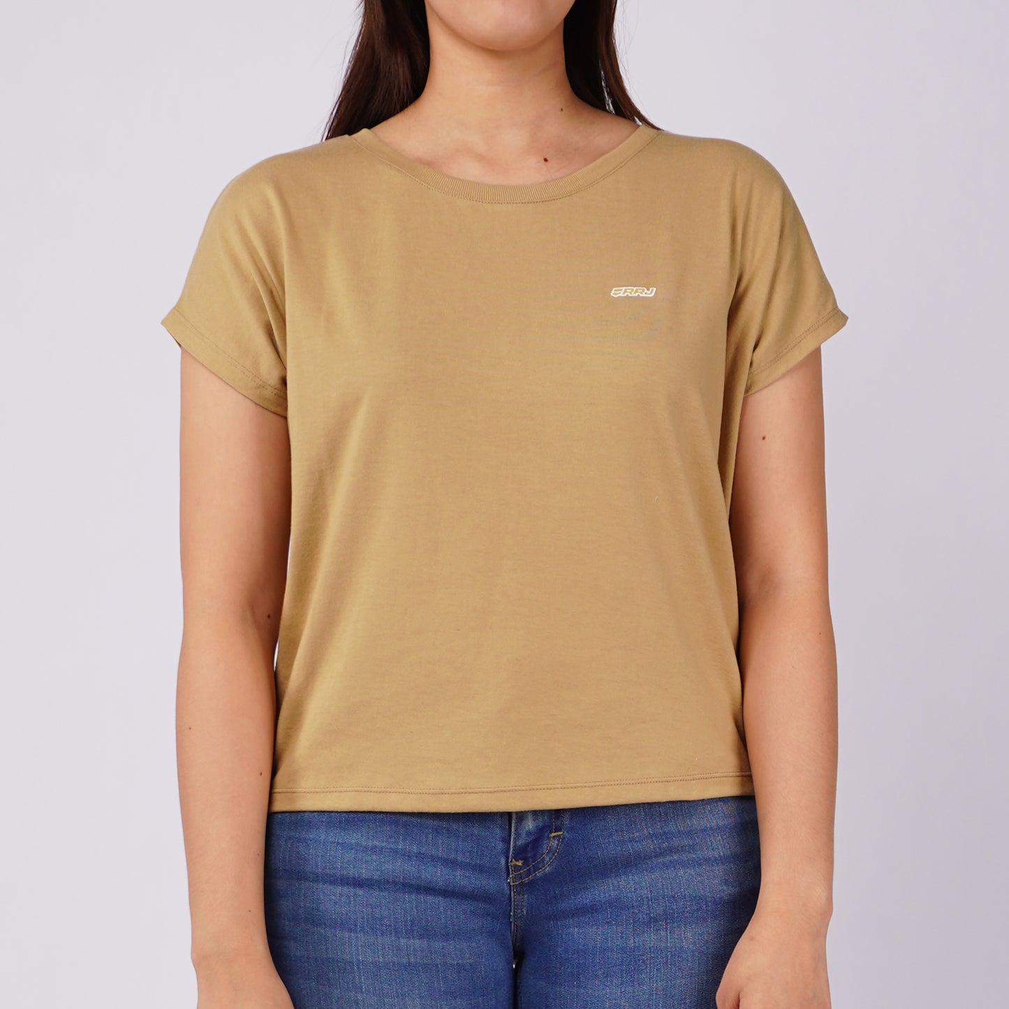 RRJ Ladies Basic Tees Boxy Fitting CVC Jersey Fabric 145713 (Brown)