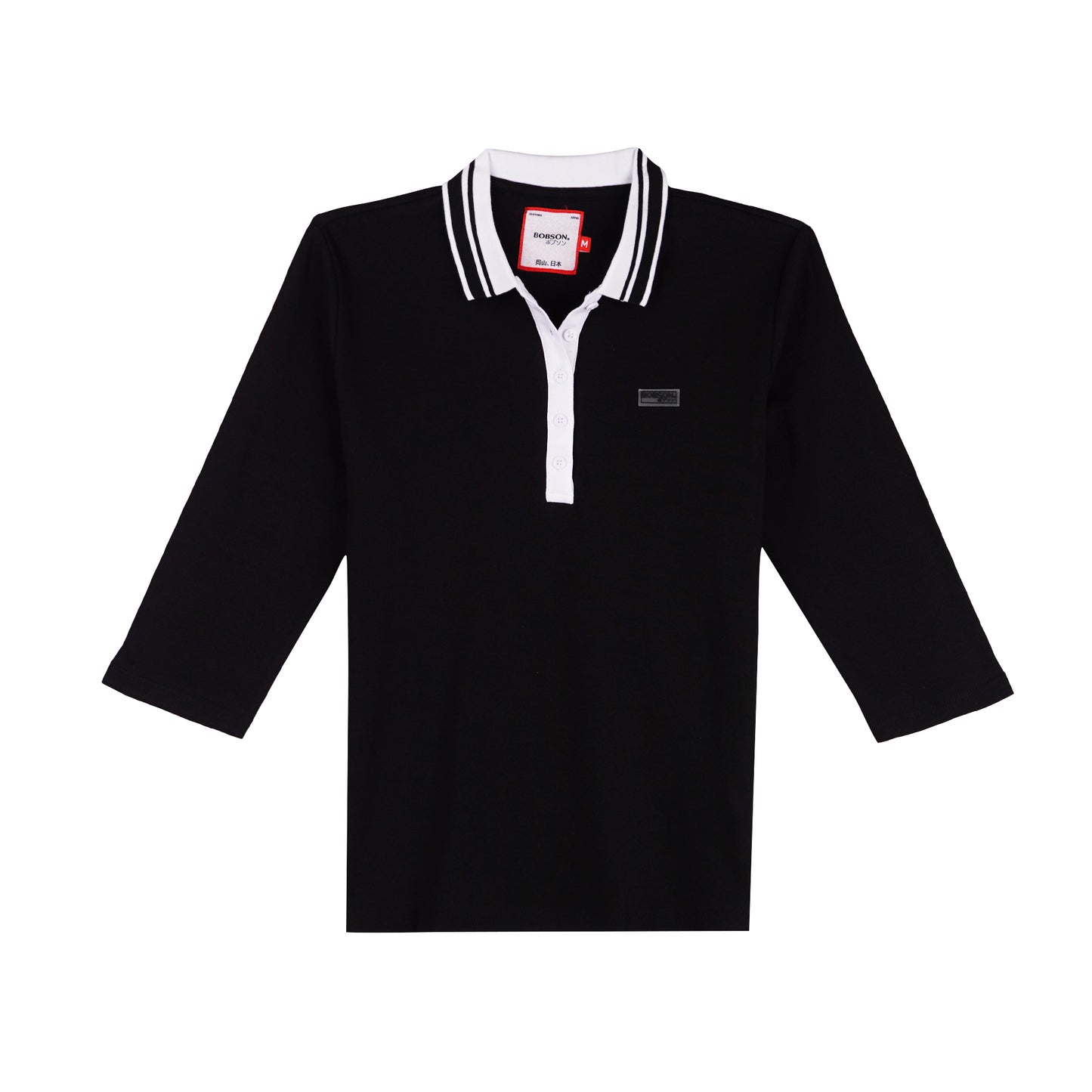 Bobson Japanese Ladies Basic Collared Shirt Slim Fit 133576 (Black)