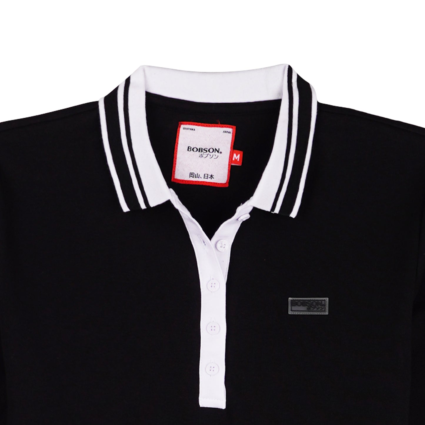 Bobson Japanese Ladies Basic Collared Shirt Slim Fit 133576 (Black)