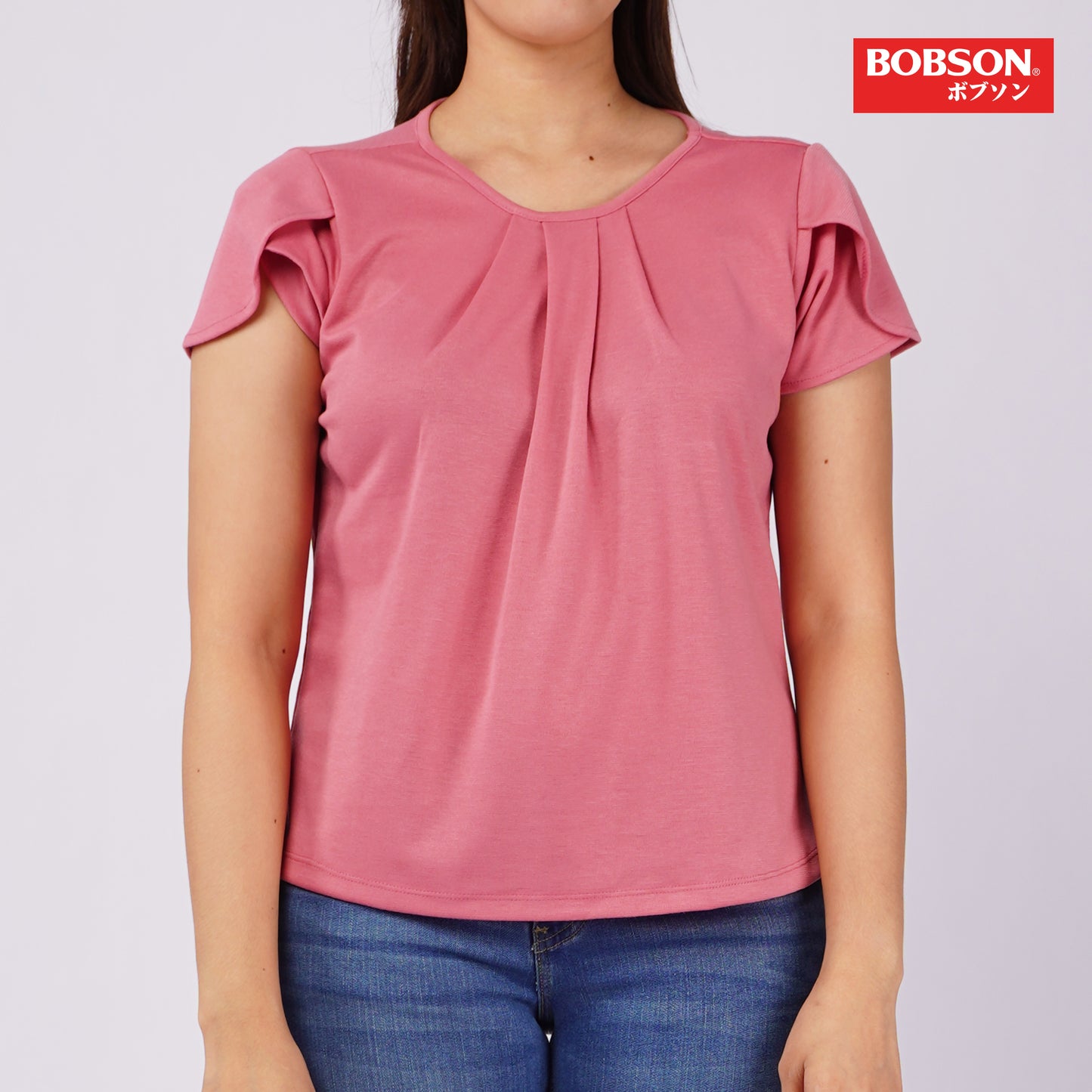 Bobson Japanese Ladies Basic Tees Boxy Fit 160364-U (Old Rose)