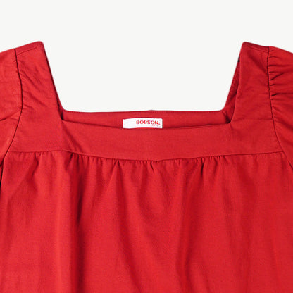 Bobson Japanese Ladies Basic Tees Boxy Fit 155581 (Rumba Red)