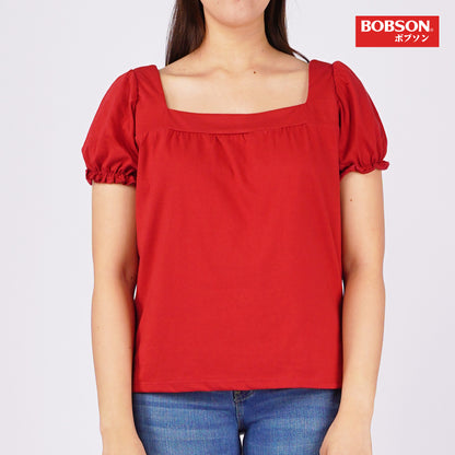 Bobson Japanese Ladies Basic Tees Boxy Fit 155581 (Rumba Red)