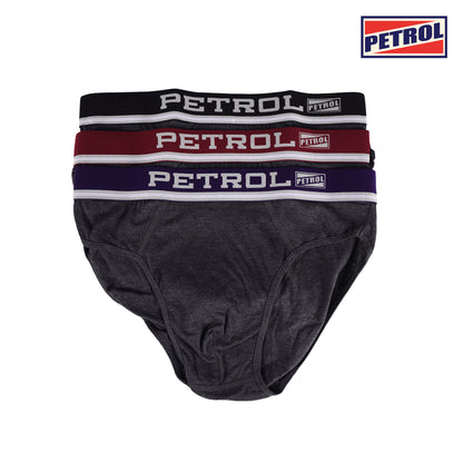 Petrol Men's Basic Accessories Innerwear 3-in-1 Hipster Cotton Brief 107104 (Heather Black)