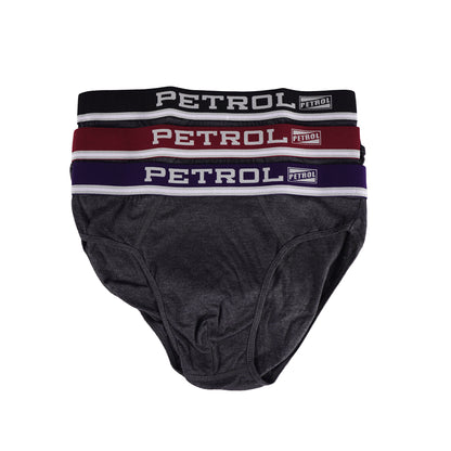 Petrol Men's Basic Accessories Innerwear 3-in-1 Hipster Cotton Brief 107104 (Heather Black)