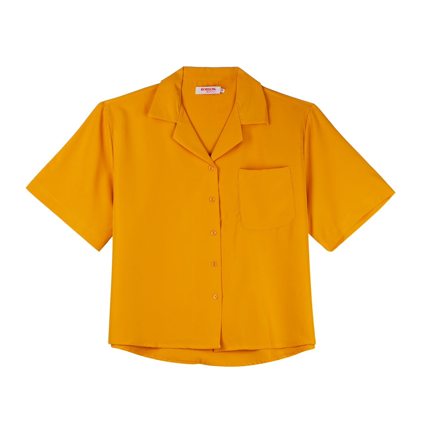 Bobson Japanese Ladies Basic Woven Shirt Button Down Boxy Fit 144239 (Yellow Gold)