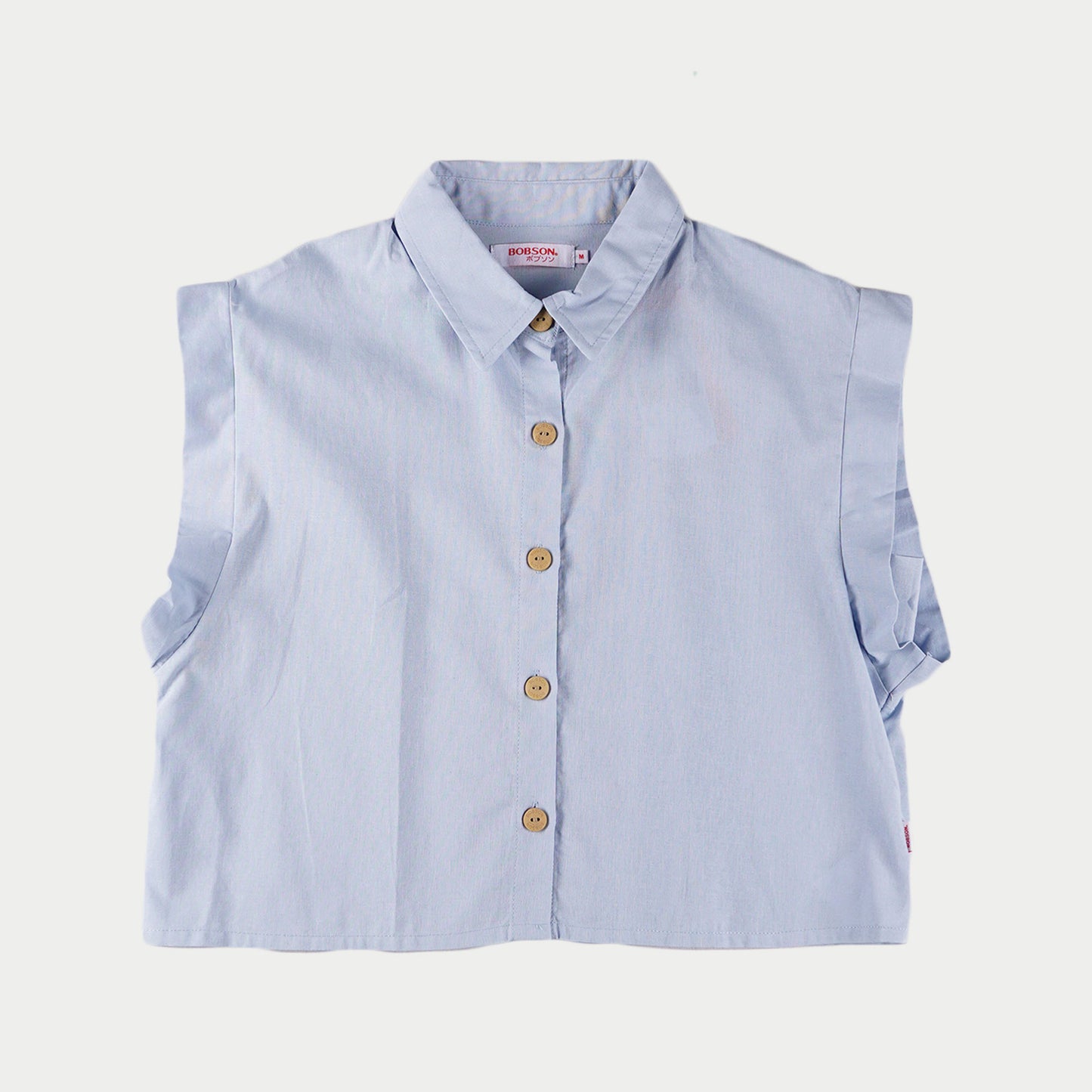 Bobson Japanese Ladies Basic Woven Shirt Boxy Fit 155986 (Blue)