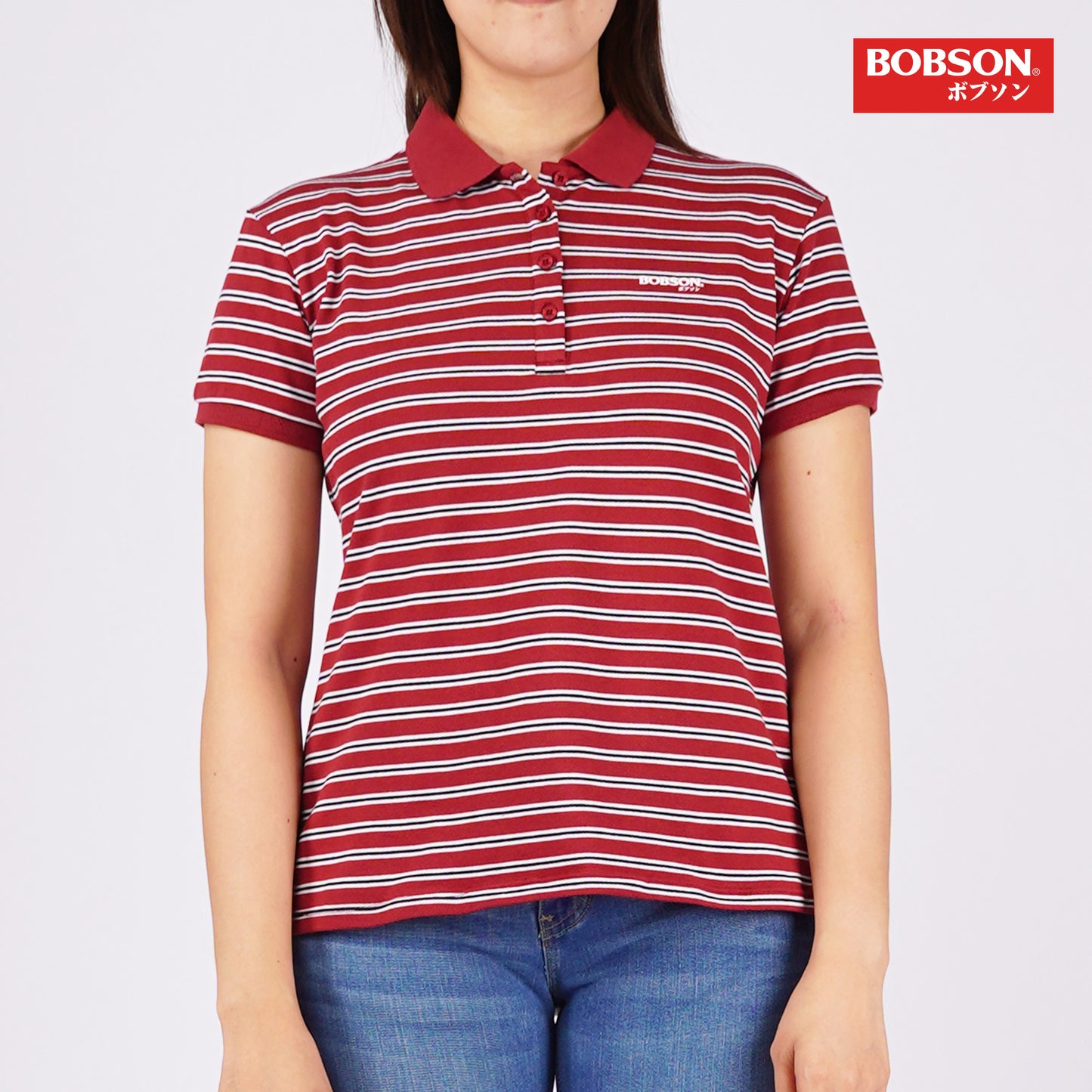 Bobson Japanese Ladies Basic Collared Shirt Regular Fit 137313 (Rumba Red)