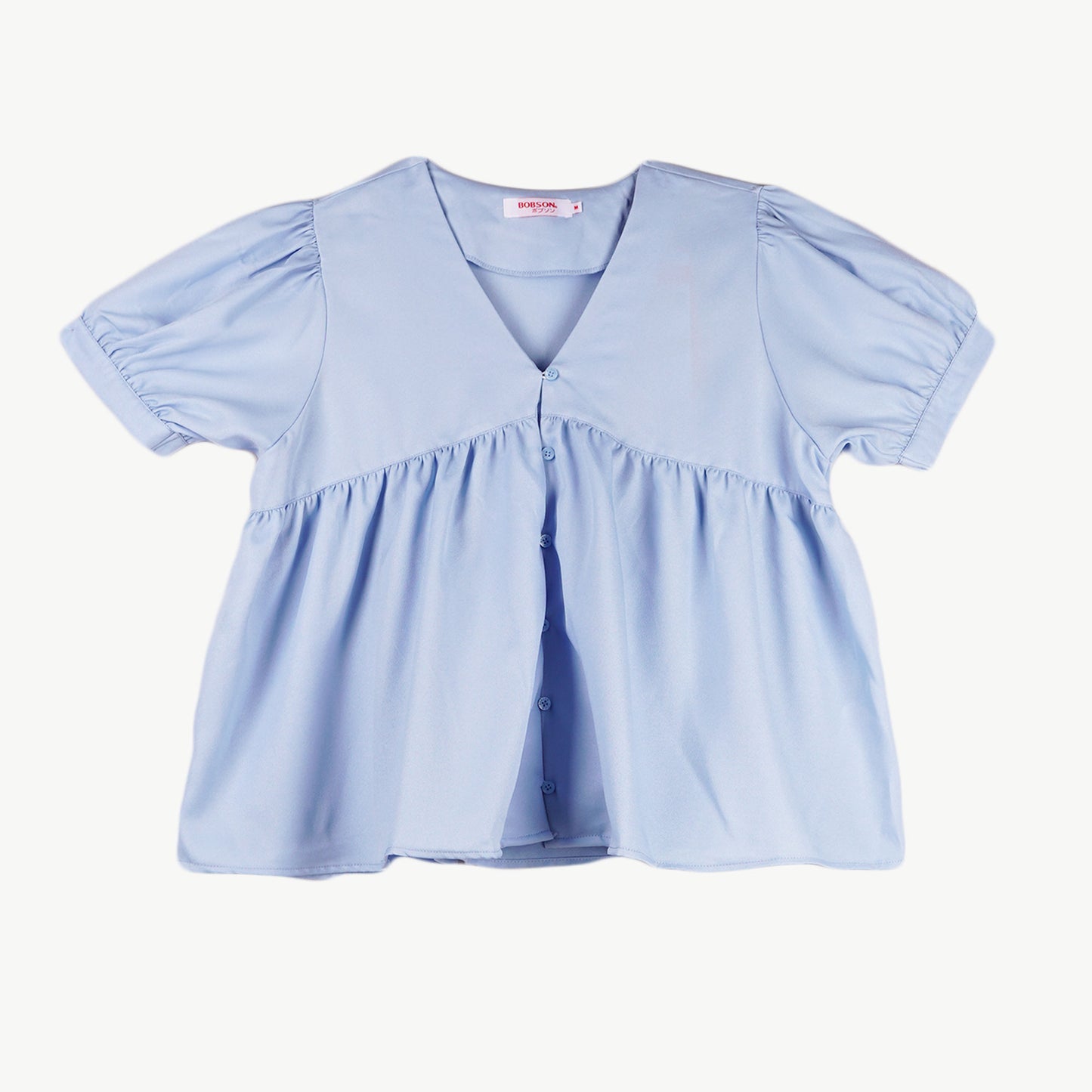 Bobson Japanese Ladies Basic Woven Shirt Relaxed Fit 155587 (Chambray Blue)