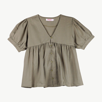 Bobson Japanese Ladies Basic Woven Shirt Relaxed Fit 155587 (Light Green)