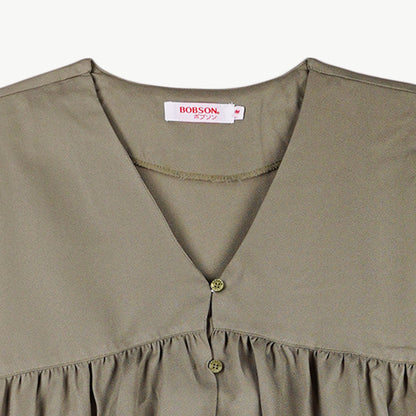 Bobson Japanese Ladies Basic Woven Shirt Relaxed Fit 155587 (Light Green)