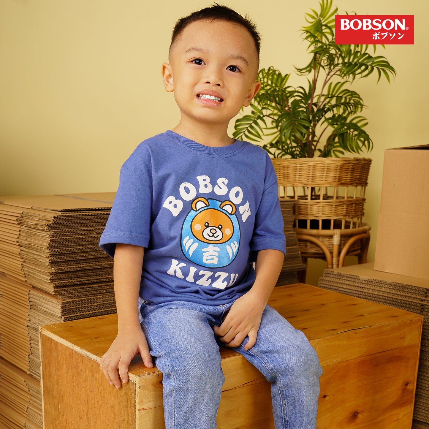 Bobson Japanese Children's Wear Toddler Basic Tees 159687-U (Light Blue)