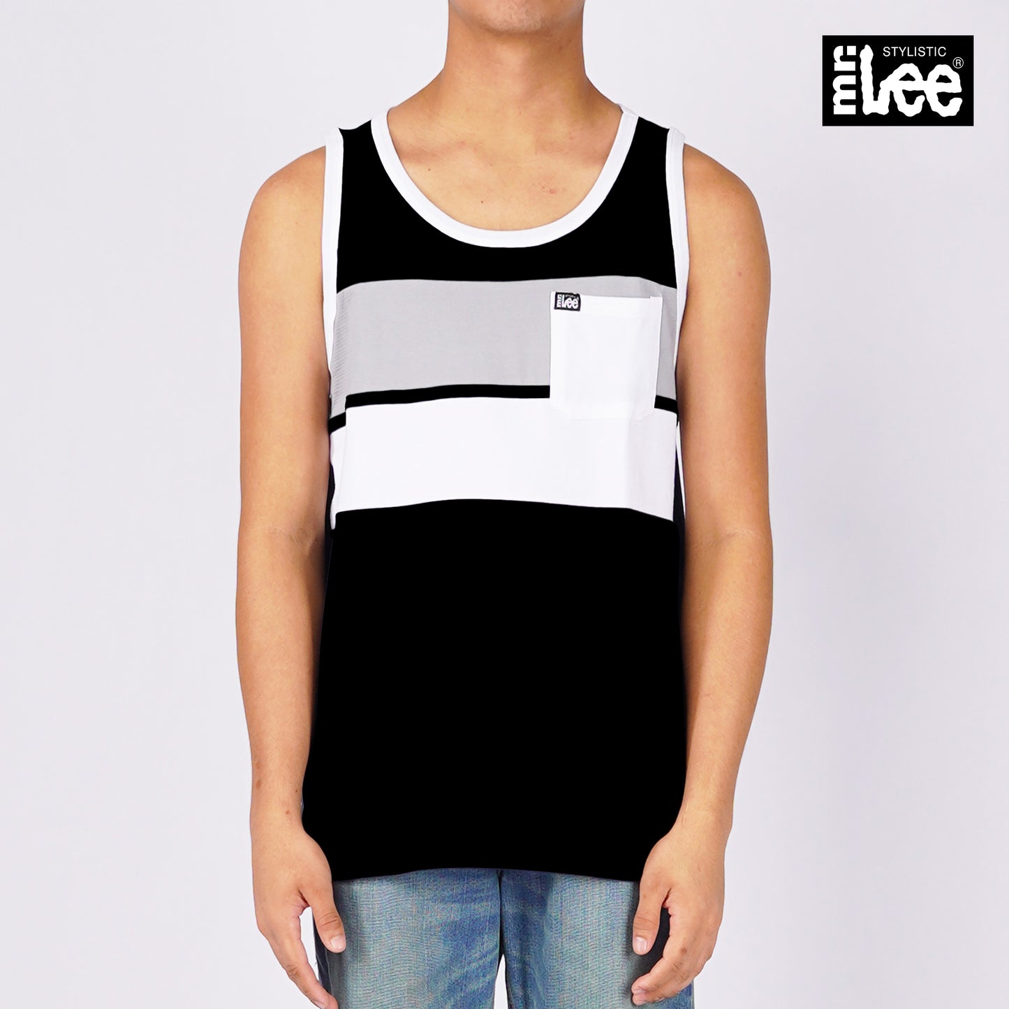 Stylistic Mr. Lee Men's Basic Tank Top Semi body Fit 120805 (Black)