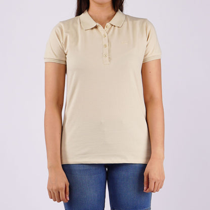 Petrol Ladies Basic Collared Regular Fitting Missed Lycra 116077 (Beige)