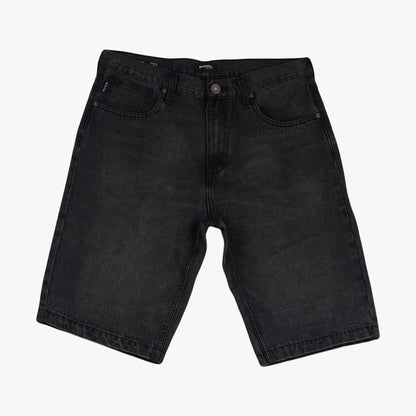 Bobson Japanese Men's Basic Denim Tapered Short Mid Waist 163862 (Black)