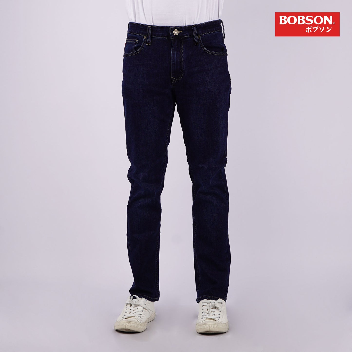 Bobson Japanese Men's Basic Denim Skinny Mid Waist 161191 (Dark Shade)